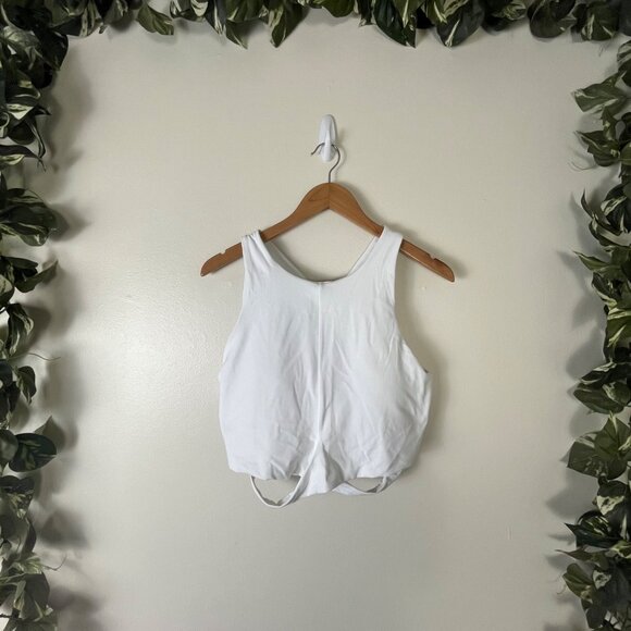 Athleta Athletic Conscious Cut Out Crop Tank Top Bra White Women’s Size XL - Picture 1 of 7